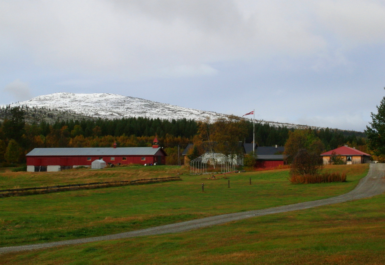 19.september, og den første snøen. Her er Rønningen gård med Storkletten i bakgrunnen. Med sola som kom, så lå ikke snøen lenge. Vakkert!!